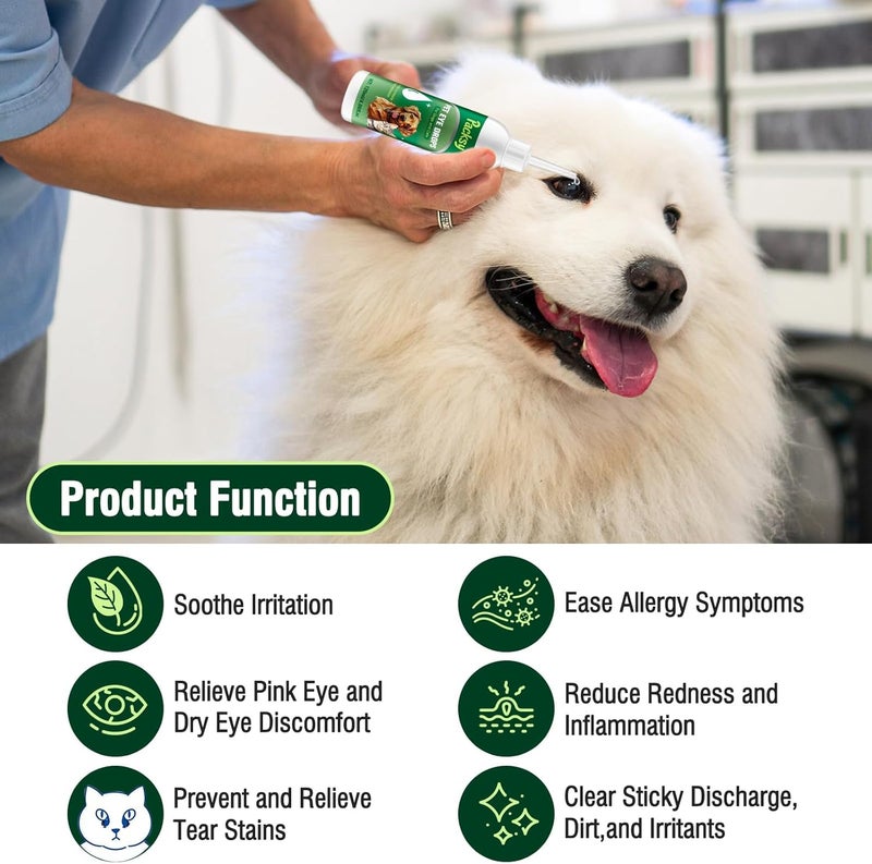 Packsy 2 * 120ml/4.06fl oz Pet Eye Drops for Dogs and Cats,Solution for Redness,Itching and Tear Stains,Fast-Acting,Safe for All Breeds and Sizes,2pcs - Image 2